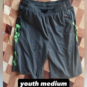 Gray and Green Kids Athletic Shorts